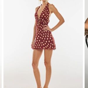 RESA Red Wrap Mini Dress Halter Sleeveless